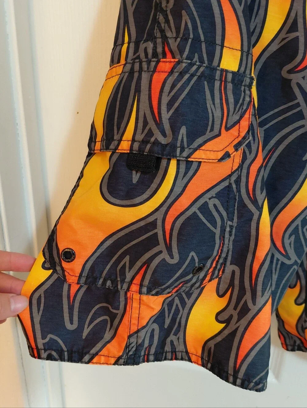 Vintage Y2K Flame Swim Trunks Shorts +  2005 Daytona Bike Week Chopper Hat Cap